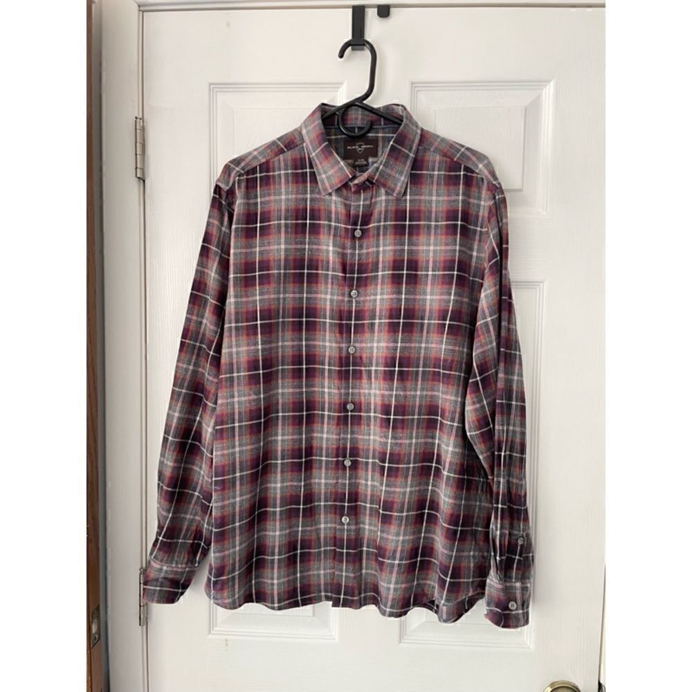 Black & Brown Mens XL Flannel Plaid Button Down Dress Shirt
